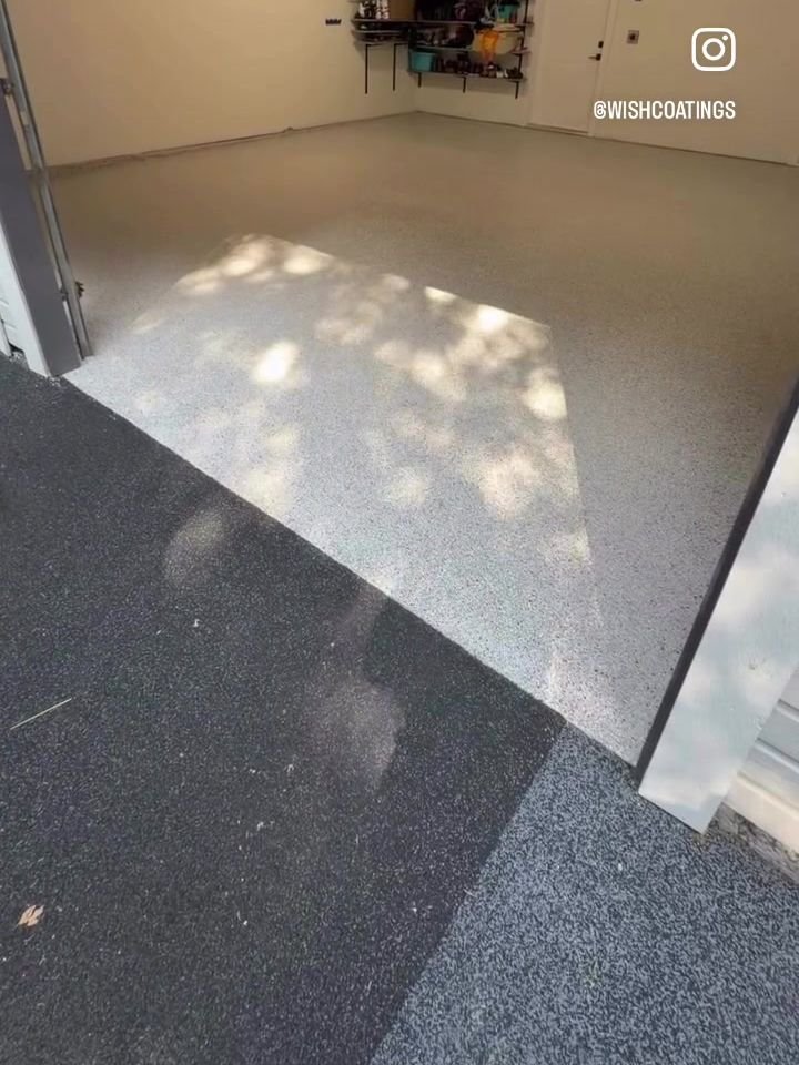 After: finished Coyote epoxy vinyl flake garage floor in Ocean Park, Surrey